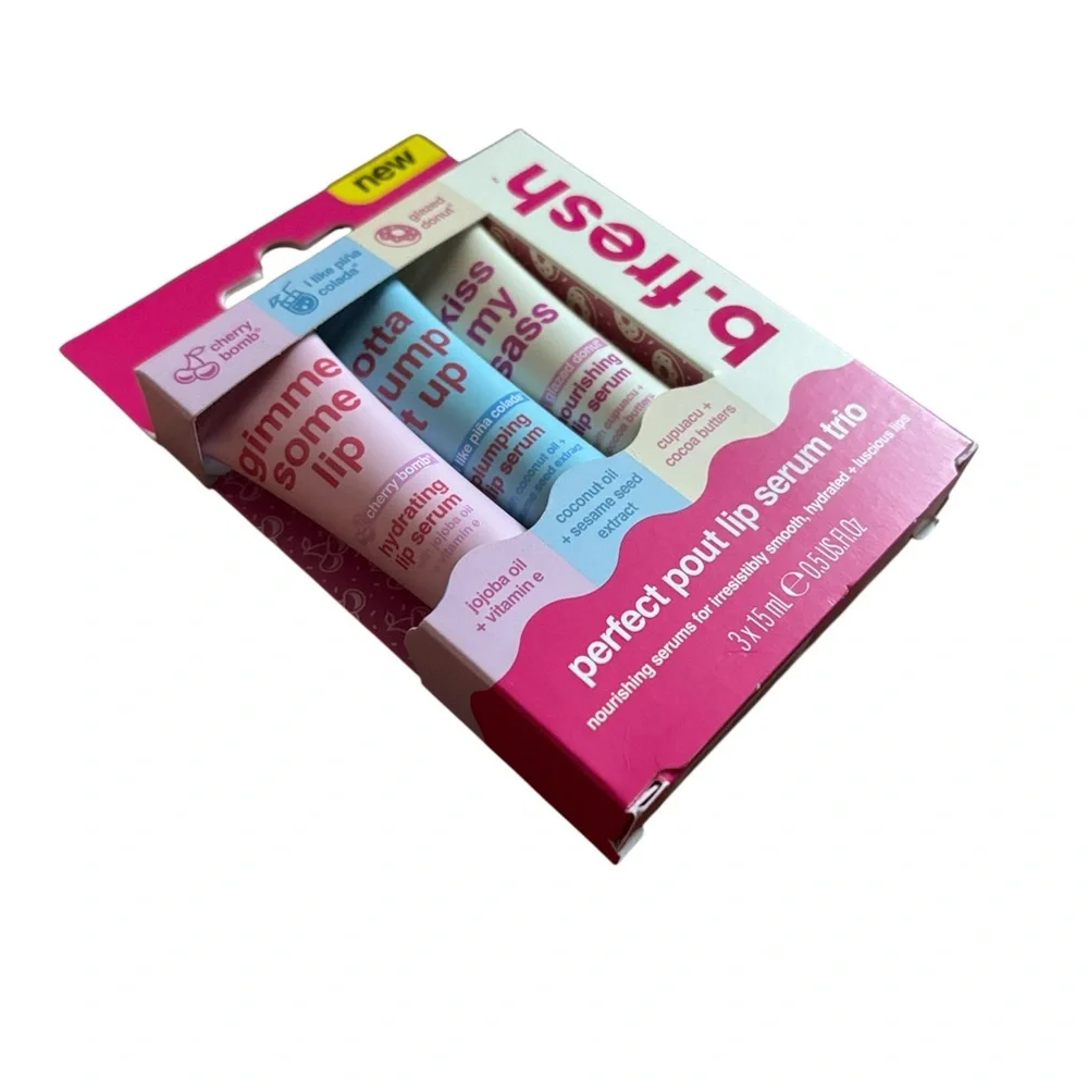 b. fresh | Perfect Pour Lip Serum Trio Cherry Bomb Pina Colada Donut BUNDLE 2X
